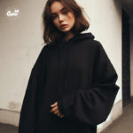 ⁦Be Your Self هودي اوفر سايز قطن باللون الأسود⁩ - الصورة ⁦2⁩