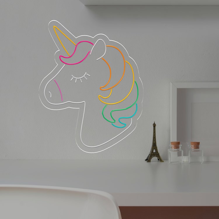 ⁦Colorful Unicorn Led Light Sign Art Decor 45*35 Cm‎⁩ - الصورة ⁦2⁩