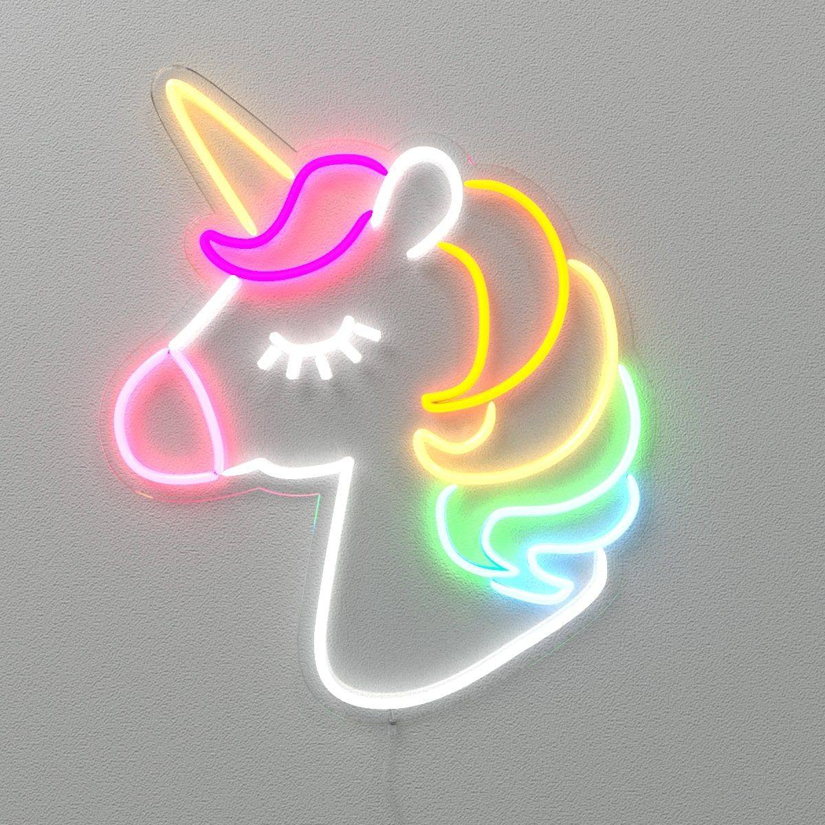 ⁦Colorful Unicorn Led Light Sign Art Decor 45*35 Cm‎⁩ - الصورة ⁦3⁩