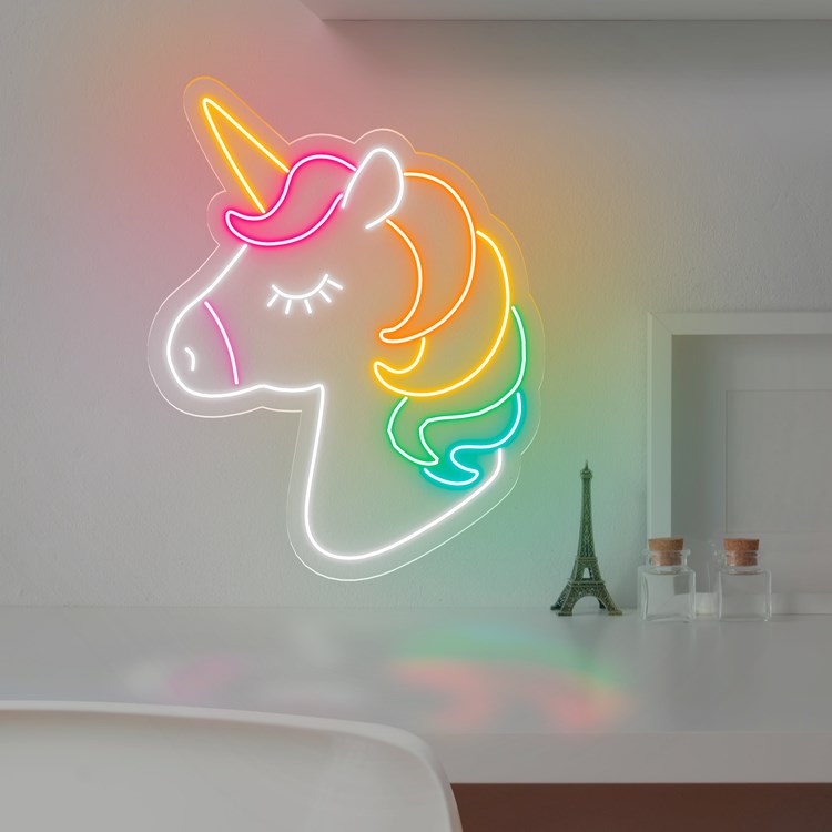 ⁦Colorful Unicorn Led Light Sign Art Decor 45*35 Cm‎⁩ - الصورة ⁦1⁩