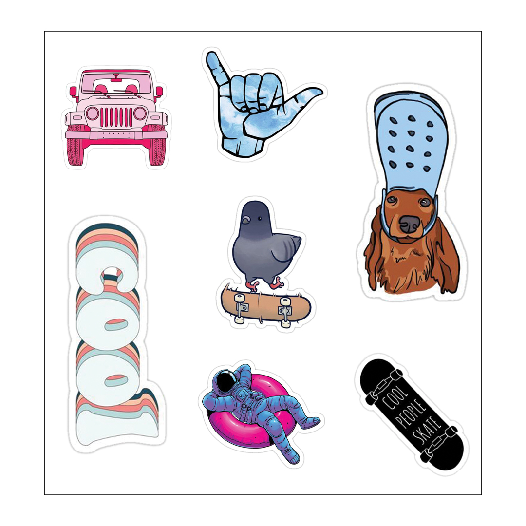 Cool-Vinyl-Sticker-Pack-Reusable-Waterproof_All_4702_8.jpeg Cool استيكر لتزين وتجديد اللاب توب والنوت بوك والزجاجات وتربروف قابل لإعادة الاستخدام - الصورة 1