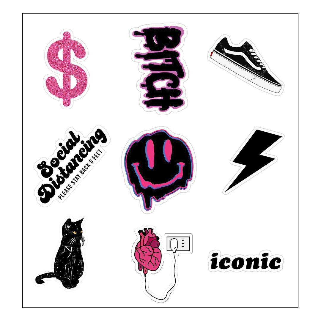 Iconic-Vinyl-Sticker-Pack-Reusable-Waterproof_All_4829_8.jpeg Iconic مجموعة استيكر لتزين وتجديد اللاب توب والنوت بوك والزجاجات وتربروف قابل لإعادة الاستخدام - الصورة 1