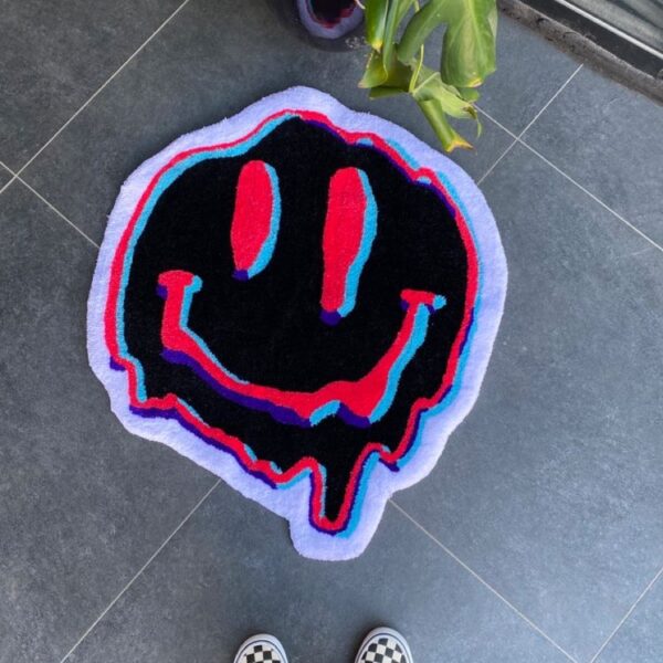 Melting Face Emoji Fluffy Bedroom Rug
