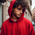 ⁦Micky Mouse هودي اوفر سايز قطن باللون الأحمر⁩ - الصورة ⁦2⁩