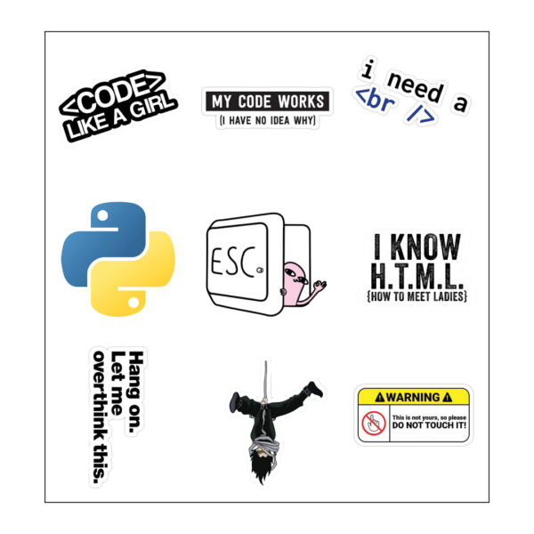 Programmers مجموعة استيكر لتزين وتجديد اللاب توب والنوت بوك والزجاجات وتربروف قابل لإعادة الاستخدام