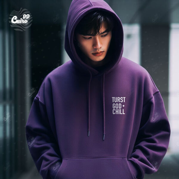 Trust God + Chill هودي اوفر سايز قطن