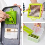 ⁦قطاعة ومبشرة للخضروات والفواكه والجبن 22 قطعة مع صفاية وعلبة عملية وسهلة الاستخدام بيد⁩ - الصورة ⁦10⁩