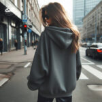 ⁦Just Breathe هودي اوفر سايز قطن باللون الرمادي⁩ - الصورة ⁦2⁩