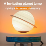 ⁦اباجورة مكتب ثري دي بتصميم كوكب زحل العائم بقاعدة شفافة تدور 360 درجة⁩ - الصورة ⁦7⁩