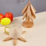 ⁦طقم كوستر خشب عازل للحرارة بتصميم شجرة مع استاند – 5 قطع⁩ - الصورة ⁦3⁩