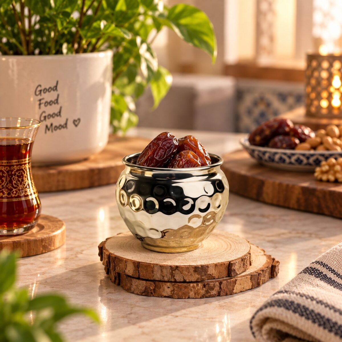 ⁦اصيص زرع وحامل شموع نحاس تصميم خليه نحل - باللون الفضي⁩ - الصورة ⁦3⁩