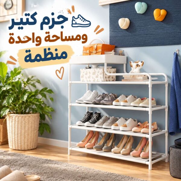 جزامة 4 دور لتنظيم الأحذية ورف علوي لوضع الشنط و قطع الديكور المميزة