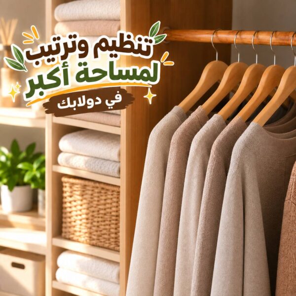 طقم شماعات خشب لتنظيم وتعليق الملابس داخل الدولاب قطعتين